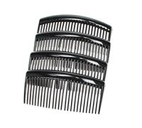 4 Pack of Large 9cm Plain French Side Hair Combs Slides Grips Clips Hair Accessories for Women Girls by Glitz4Girlz (Black)