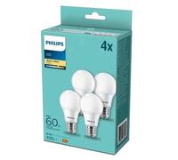 4 Pack Of Philips LED Bulb A60 8W = 60W E27 Frosted 806lm Warm White 2700K New