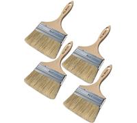 4-Pack of Professional 4-Inch Flat Paint Brushes - Natural Bristles & Wooden Handle - Perfect for Acrylic, Chalk, Oil, Watercolor, Stain, Varnish & More - Ideal for Art, Crafts, Walls & DIY Projects