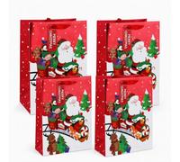 4 Pack of Santa Express Train Christmas Gift Bags with Handles, 2 Medium 26 x 15 x 33 cm & 2 Small 21.5 x 10 x 25.3 cm, Xmas Present Bags, Festive Gift Packaging for Family Friends Christmas Presents