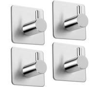 Aikzik 4 Pack of Self Adhesive Hooks, Max 8kg Load Sticky Hooks, Tea Towel Hooks, Versatile Self-Adhesive Wall Hooks for Use in Bathrooms, Kitchens, Doors, Cupboards, Bed Curtains, Towels, Key