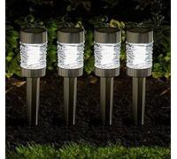 4 pack of Silver Stainless Solar Stake Lights 42cm Marco Paul Silver One Size