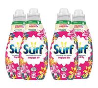 4 Pack of Surf Tropical Lily Concentrated Liquid Detergent 648ml, 24 washes with Long Lasting Fragrance and Natural Essential Oil, For Burst of Uplifting Fragrance