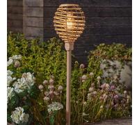4 Pack of Warm White Rattan Solar Powered Stake Lights 70cm Marco Paul Beige One Size