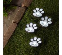 4 Pack of White Solar Powered Paw Print Stake Lights 9cm Marco Paul Black One Size