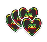 4 Pack One Love Heart Waterproof Matte Vinyl Sticker Paper Rasta Flag Jamaica