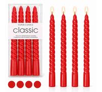 4-Pack Orange Red Spiral Taper Candles, 20cm Twisted Dinner Candles