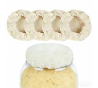 4-Pack Organic Cotton Sourdough Jar Covers by HYMC | Reusable Unbleached Lids for Fermentation Jars | Universal Fit 2.4" to 5" Mouths | Perfect for Sourdough Starter, Kombucha Brewing