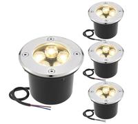 4 Pack Outdoor Buried Lights - Ground LED Landscape Lamp, AC 12V 24V Low Voltage Round 3W Pathway Decking Lights, IP67 Waterproof Embedded Floor Lamp, For Garden,Yard,Tree (Warm White AC 12V)