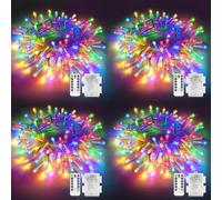 4 Pack Outdoor Christmas Lights Battery Fairy Lights Total 40M 400 LED Multicoloured String Lights Waterproof with Remote Timer 8 Modes for Indoor Outside Garden Party Xmas Home Bedroom Decorations