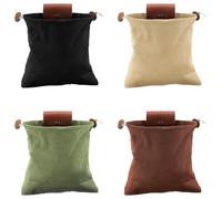 4 Pack Outdoor Foraging Bag, Collapsible Waxed Canvas Bag, Leather Foraging Pouch Basket for Camping, Hiking Hunting, Grocery Storage, 4 Colors