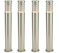 Loops 4 PACK Outdoor Garden Bollard Light 80cm Brushed Steel 9W Outside Lamp Post IP44 in Metallics Loops Metallics