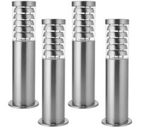 Loops 4 PACK Outdoor Garden Bollard Light Stainless Steel Outside Path LED Lamp Post in Metallics Loops Metallics
