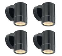4 PACK Outdoor IP65 Wall Downlight - Dimmable 7W LED GU10 - Satin Black Loops Black One Size