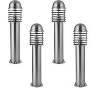 4 PACK Outdoor Post Bollard Light Polished Steel Vandal Proof External Pathway