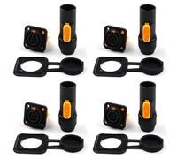 (4-Pack) Outdoor Protection Waterproof Locking Male Connector to Female Socket, Powercon 20A, IP65 Chassis