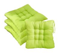4 Pack Outdoor Seat Cushions with Secure Tie Straps, 40x40cm Non-Slip Durable Chair Pads, Vibrant Pure Colour Cotton Soft Chair Cushions Pads for Dining, Kitchen, Patio & Garden Chairs (bright green)