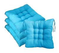 4 Pack Outdoor Seat Cushions with Secure Tie Straps, 40x40cm Non-Slip Durable Chair Pads, Vibrant Pure Colour Cotton Soft Chair Cushions Pads for Dining, Kitchen, Patio & Garden Chairs (sky blue)