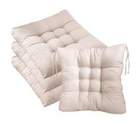 4 Pack Outdoor Seat Cushions with Secure Tie Straps, 40x40cm Non-Slip Durable Chair Pads, Vibrant Pure Colour Cotton Soft Chair Cushions Pads for Dining, Kitchen, Patio & Garden Chairs (light camel)