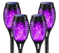 4 Pack Outdoor Solar Flame Light,Solar Lights for Garden Decorations with Flickering Flame,IP65 Waterproof Solar Powered Yard Lights,for Outside Garden Backyard Lawn Patio Pathway Decor (Purple)