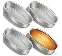4 Pack Oval Baking Pan, 8 Inch Llanera Leche Flan Molder Filipino, Non-Stick Aluminum Alloy Cheesecake Pan/Loaf Mold for Meatloaf, Breads, Oven and Instant Pot Bakeware