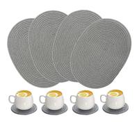 4 Pack Oval Woven Placemats 12 X 16 Inch Weavn Cotton Placemats With 4 Pack Round Fabric Coasters(gray)