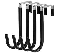 4 Pack Over The Door Hook, Door Hooks, Black Rubber Surface Prevent Scratche Door Hanger Hooks for Bathroom, Living Room, Kitchen, Hanging Clothes, Towels, Bags(4 Pack Black)