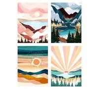 4 Pack Paint by Numbers for Adults - Landscape, Painting Kits for Gifts & Home Wall Decor, 12x16 Inch