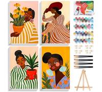 4 Pack Paint by Numbers for Adults with Frame, African Women, 8x12 Inch