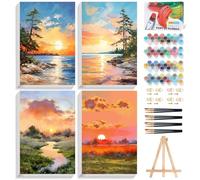 4 Pack Paint by Numbers for Adults with Frame Sunrise and Sunset 8x12 Inch