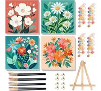 4 Pack Paint by Numbers for Children with Frame and Wooden Easel 8x8 Inch