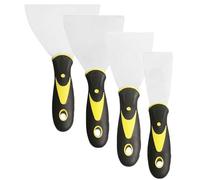 4 Pack Paint Wallpaper Scraper Set, 2'', 3'', 4'', 5'' Stainless Steel Paint Scraper Set with Soft Handle, Plastering Tools for Drywall