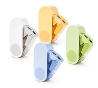 4 Pack Pencil Sharpener, Dual Hole Rotary Pencil Sharpeners with Transparent Container, Compact Manual Sharpener for Kids Students School Home Office Art, Blue Green Yellow White, Plastic