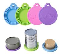 4 Pack Pet Food Can Covers Universal Cat Dog Food Lids 1 Fit 3 Standard Size Can Tops for Pet Food Storage,4 Colors