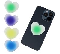 4-Pack Phone Ring Holder Grips with Heart Design, Black, Pink, Blue, Yellow, Phone Grip with Expanding Kickstand, Foldable Stand, Finger Holder, Compatible with Smartphones and Tablets (Gradient)