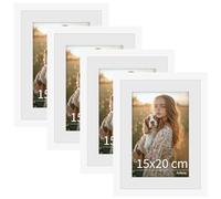 4 Pack Photo Frames, 6x8 Picture Frames Tabletop and Wall Mounting Picture Frame, Matted for 4x6 Picture, White Photo Frame with Mount and Acrylic Glass, Small Frames for Portrait Photo, Art Paintings