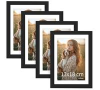 4 Pack Photo Frames, 7x5 Picture Frames Tabletop and Wall Mounting Picture Frame, Matted for 6x4 Picture, Black Photo Frame with Mount and Acrylic Glass, Small Frames for Portrait Photo, Art Paintings