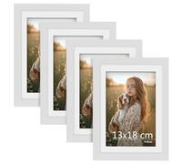 4 Pack Photo Frames, 7x5 Picture Frames Tabletop and Wall Mounting Picture Frame, Matted for 6x4 Picture, White Photo Frame with Mount and Acrylic Glass, Small Frames for Portrait Photo, Art Paintings