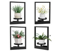 4-Pack Picture Frame Wall Plant Holder, Wall Hanging Planters for Indoor Plants, Hanger Outdoor Plant Holder, Home Decor Display Stand for Living Room Balcony Garden Patio
