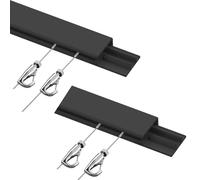 4 Pack Picture Hanging System1m Aluminum Click Rail Track with Linkers Invisible Wire Kit for Round Mirrors Canvases PhotosBlack (2.5m Cable 3 Hooks)