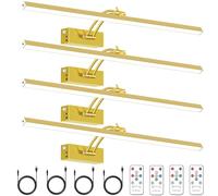 4 Pack Picture Lights for Wall, 23in Art Lighting for Paintings Cordless, 6400mAh Rechargeable Battery Operated Picture Light with Remote Dimmable and Timer for Artwork, Gallery, Display, Gold