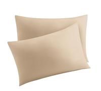 4 Pack Pillow Protector Standard Size 100% Egyptian Cotton Pillow Covers, 400 Thread Count Sateen Weave Cooling Pillow Cases with Zipper Hidden, Breathable Non Noisy Easy Care, Set of 4 (Beige)