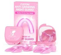 4 Pack Pink Night Guards for Teeth Grinding and Clenching, Women Teeth Grinding Mouth Guard for Sleep with 2 Mirror Cases, Moldable Mouthguard for Women, Adults, Bruxism Relief