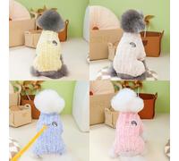 4-Pack(PINK,YELLOW,Khaki,BLUE) Small Dog Sweater for Girl Puppy, Thick Cable-Knit Teddy Fleece, Super-Soft Winter Warmth, Easy-Stretch Neck, Fits Teacup & Tiny Breeds, Machine Wash, Gift Ready