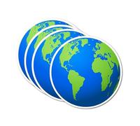 4 Pack Planet Earth/Globe Waterproof Matte Vinyl Sticker Paper World map