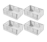 4 Pack Plastic Sto Baskets - Stackable Portable Crates with Handles for Home Kitchen Office Bedroom Bathroom nizat - Ivory White Mum Size