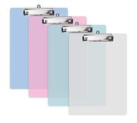 4 Pack Plastic Transparent Clipboard, A4 Plastic Transparent Clipboards, 4 Colors(315 * 225MM)