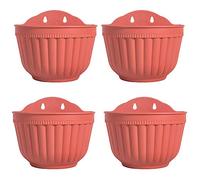 4 Pack Plastic Wall Plant Pots Vertical Garden Living Wall Mounted Window Hanging Basket Fence Planters Indoor Outdoor for Plants Flowers Kitchen Herbs Holder with Drainage Water Reservoir Decor