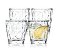 4 Pack Plastic Water Tumblers, 10oz Transparent Unbreakable Drinking Glasses, Stackable Portable Acrylic Reusable Wine Cups Personalised Cocktail Whiskey Glass Set for Home Party, Dishwasher Safe