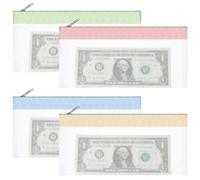 4 Pack Plastic Zip Wallets 20X10cm Clear Money Bags with Zipper, 4 Colors Money Envelopes Multi Purpose Cash Pouch Wallet for Bank Deposits, Coin Storage, Check Wallets Collectors and Bank Tellers